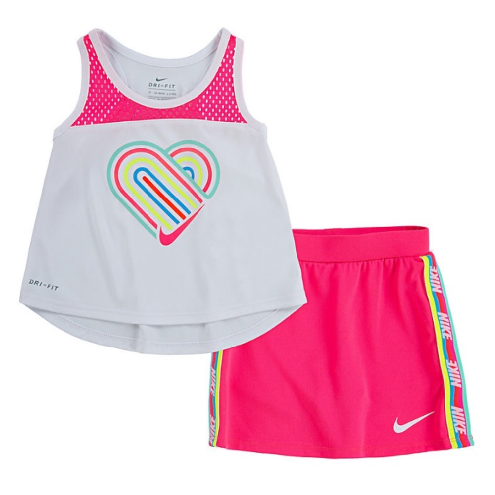Nike rainbow 🌈 cute pink skort top set 5000